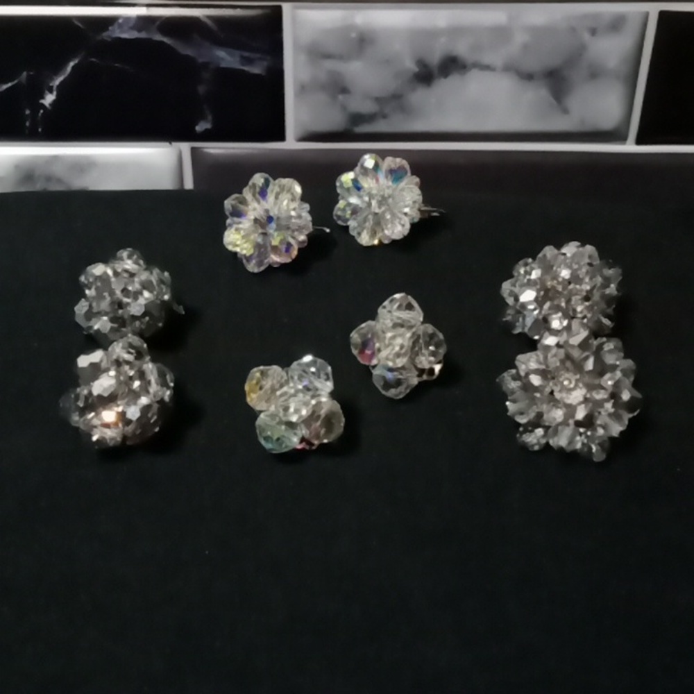 Vintage AB Clip on Earrings lot of 4